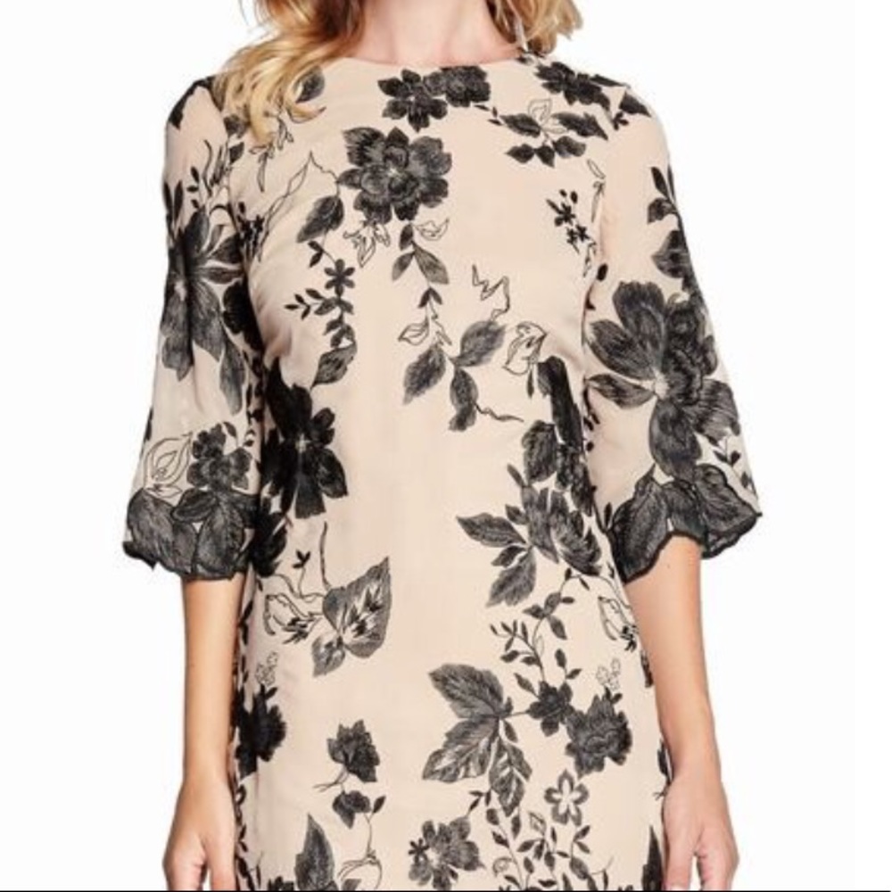 Embroidered Chiffon Mini Sheath Dress